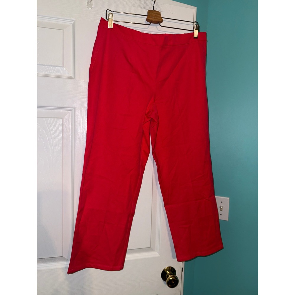 Isaac Mizrahi Live! Red Straight Leg Elastic Waist Petite Pants 16P